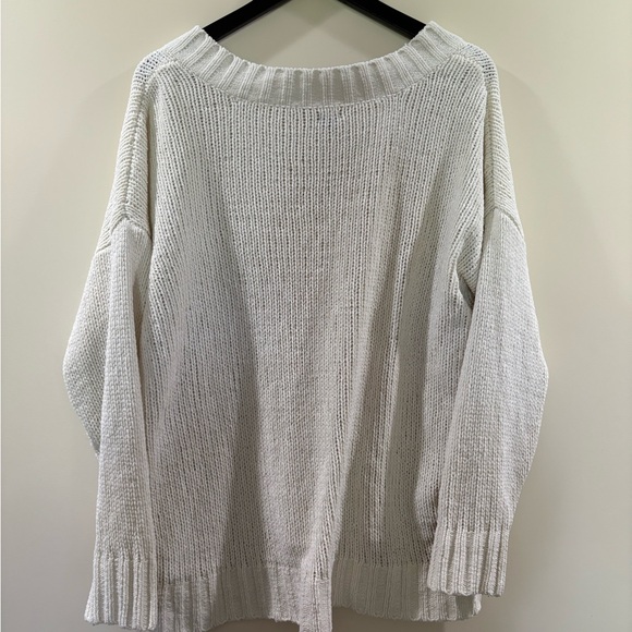 Aerie Cream Oversized V-Neck Sweater - Picture 4 of 6